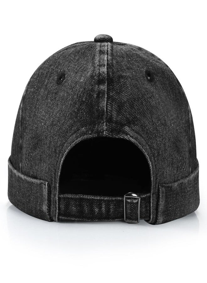 Ptduabenlu Brimless Hat for Men Women Docker Cap Vintage Sailor Beanie Cap Black - Image 3